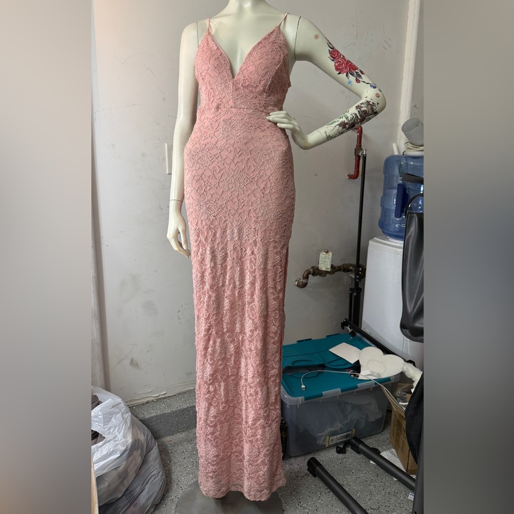 Womens formal Babydoll Maxi Hoco Dress Large Fairy Sparkle pink long dress slit